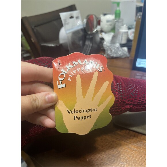 RARE Raptor Velociraptor Dinosaur Puppet Folkmanis Folktails Retired W/ All Tags - Picture 3 of 7